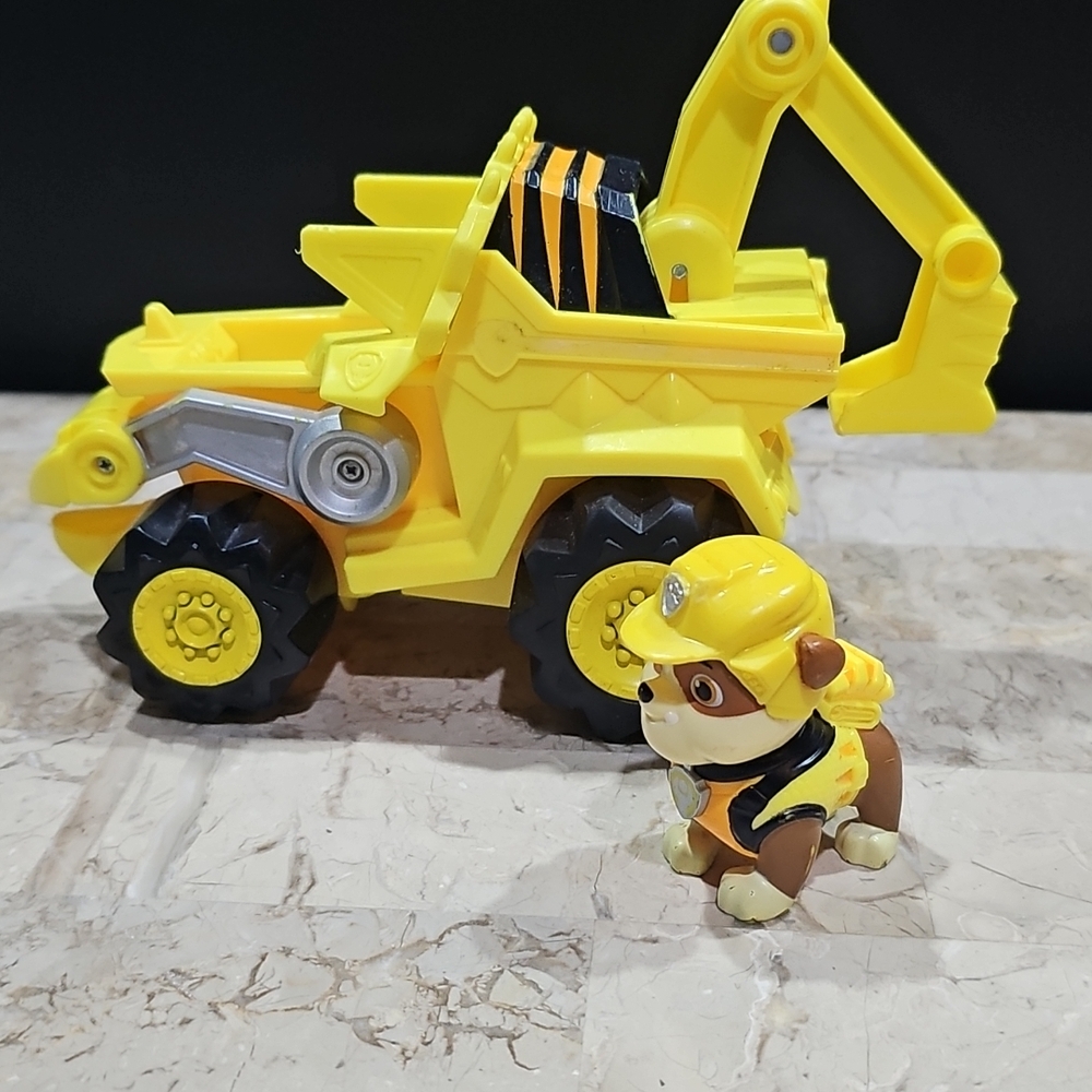 Paw Patrol Dino Rescue Rubble Figure Rev Up Deluxe Construction Vehicle Complete